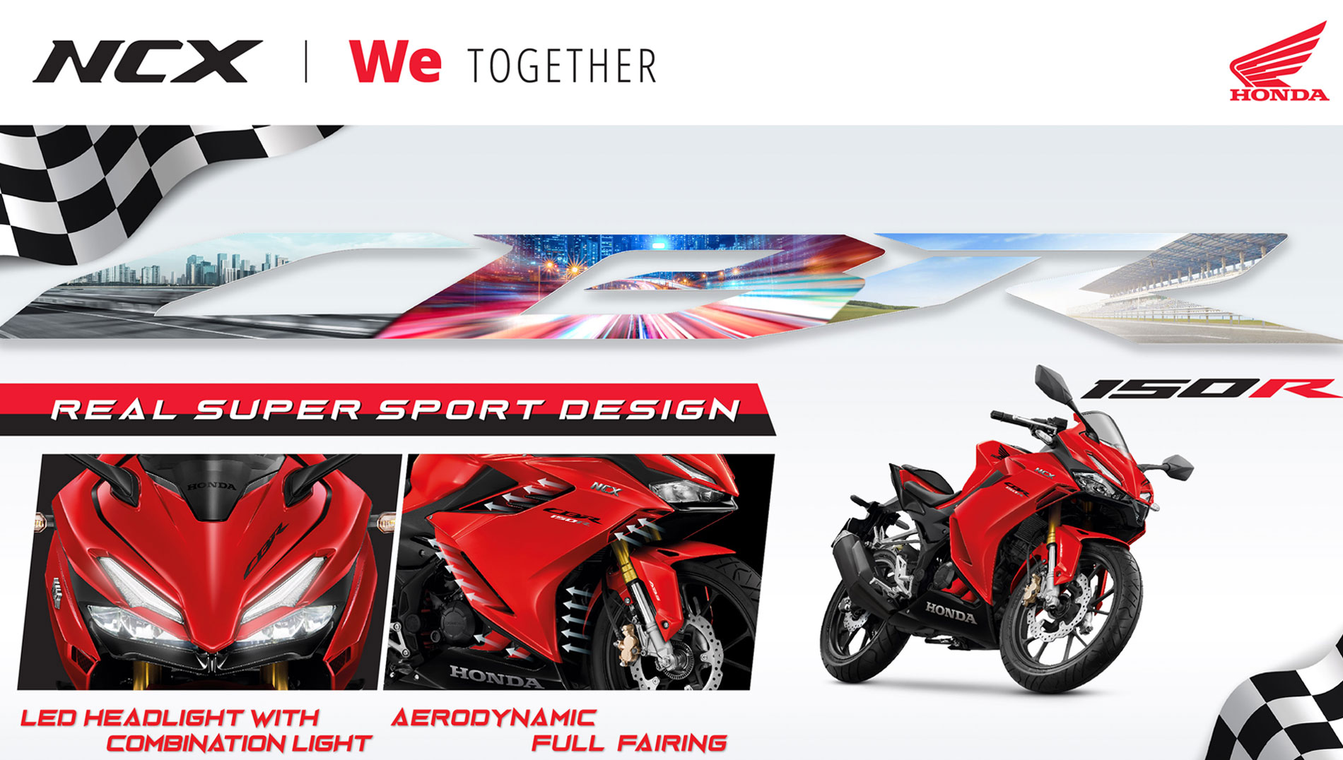 NEW HONDA CBR150R ម៉ូតូ បែប SUPER SPORT
ក្រុមហ៊ុន អិន ស៊ី អិច ជាក្រុមហ៊ុនតែមួយគត់ដែលទទួលបានសិទ្ធិក្នុងការផលិត និងតំឡើង ម៉ូតូម៉ាកហុងដា និងជាក្រុមហ៊ុនលក់ម៉ូតូឈានមុខគេប្រចាំនៅប្រទេសកម្ពុជា បានដាក់លក់ជាផ្លូវការម៉ូតូចង្កឹះលេខប្រើអំប្រាយ៉ា ស៊េរីថ្មីគឺ NEW HONDA CBR150R រចនាថ្មីទាំងស្រុងក្រោមគំនិតបែប REAL RACER SPIRIT នៅថ្ងៃទី១៩ ខែសីហា ឆ្នាំ២០២១ នេះតទៅ ។ ដើម្បីបំពេញនូវតម្រូវការសម្រាប់អ្នកចង់បង្ហាញនូវស្មារតីជាអ្នកប្រណាំងដ៏រំជើបរំជួល ជាមួយនឹងម៉ាស៊ីន 150cc DOHC 4 VALUE កម្លាំងរឹតតែខ្លាំងលើសពីការរំពឹងទុក។ ចង់ដឹងថា NEW HONDA CBR150R មានអ្វីប្លែក តោះមកមើលទាំងអស់គ្នា ÷
REAL SUPER SPORT DESIGN:
• ចង្កៀងមុខ LED ជាមួយការរចនាម៉ូដឡើងដ៏មុតស្រួច លេចធ្លោ តាមលក្ខណៈស្តង់ដាតែមួយគត់របស់ HONDA ជាមួយពន្លឺរួមបញ្ចូលគ្នា ភ្លឺច្បាស់ គ្រាប់ស្ថានភាពផ្លូវ ងាយស្រួលក្នុងការបើកបរ។
• រចនាម៉ូដបែប DYNAMIC SUPER SPORT យ៉ាងស្រួចស្រាវ ល្អវិសេសគ្រប់ជ្រុងជ្រោយ កាត់បន្ថយកម្លាំងខ្យល់បក់ រក្សាលំនឹងក្នុងពេលបើកបរ។